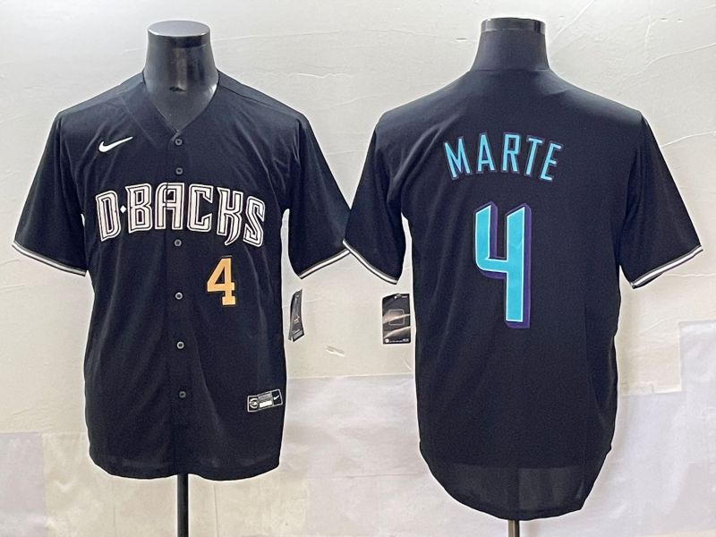 Men Arizona Diamondback #4 Marte Black Joint Name 2025 Nike MLB Jersey style 36